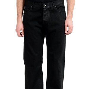 Exte Men's Black Coated Straight Leg Jeans